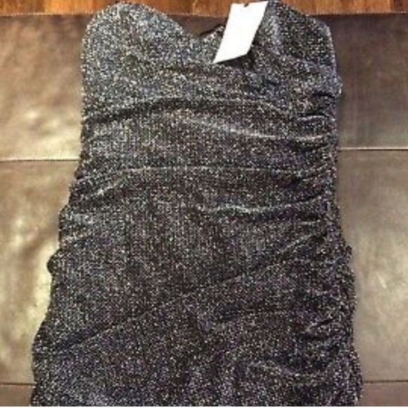 ABS by Allen B Swartz Strapless Metallic Mini Dress M - Picture 1 of 5